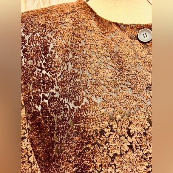 Jones NY Jacket Velvet Jacquard Damask Brown Black Formal Evening plus size 18W - Picture 4 of 16